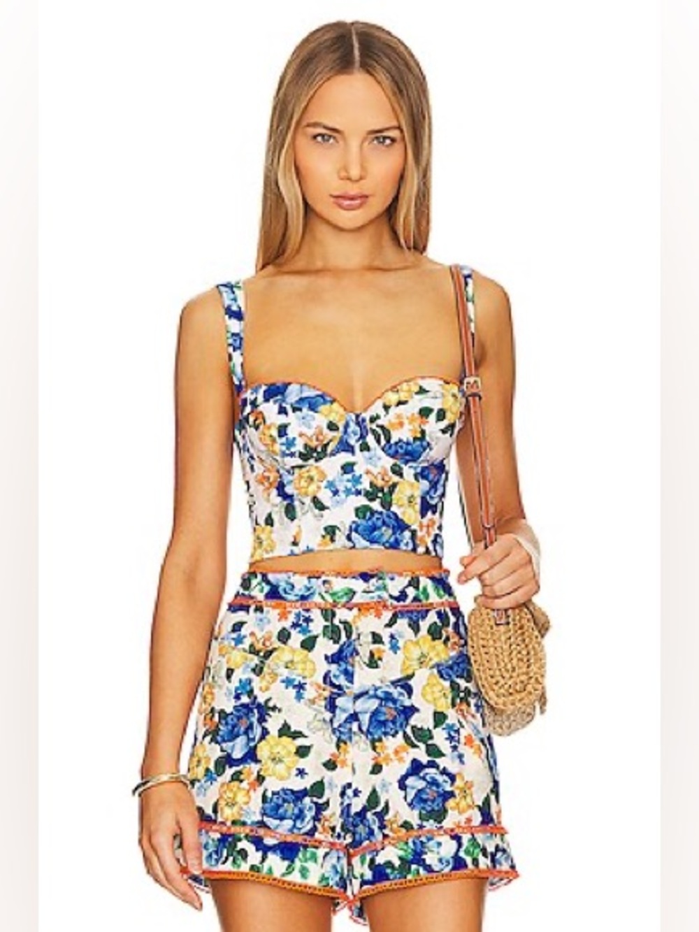 Aqua Bendita x REVOLVE Top + Bottom in Blue Floral Waves